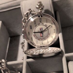Ford Silver Pocket Watch with White Dial